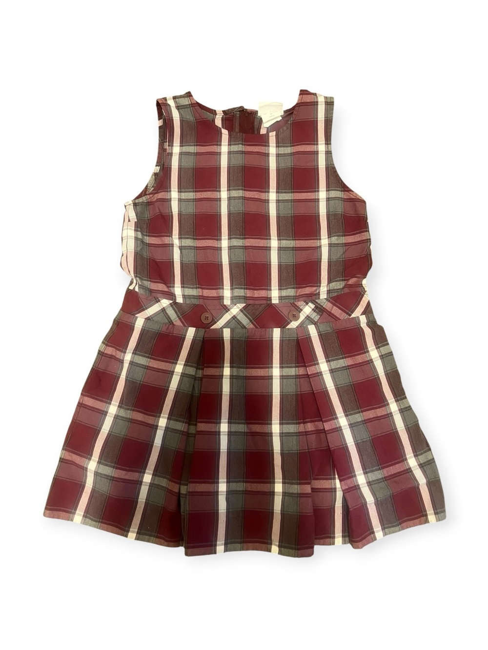 Becky Thatcher Elderwear Burgundy Plaid Jumper Dress School Uniform- Size 12